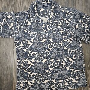VTG Polo Ralph Lauren Mens Small floral All Over Print Blue USA Made pit 20in